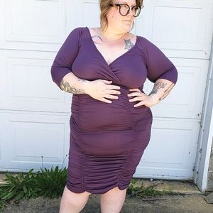 Poseshe purple body con slinky dress